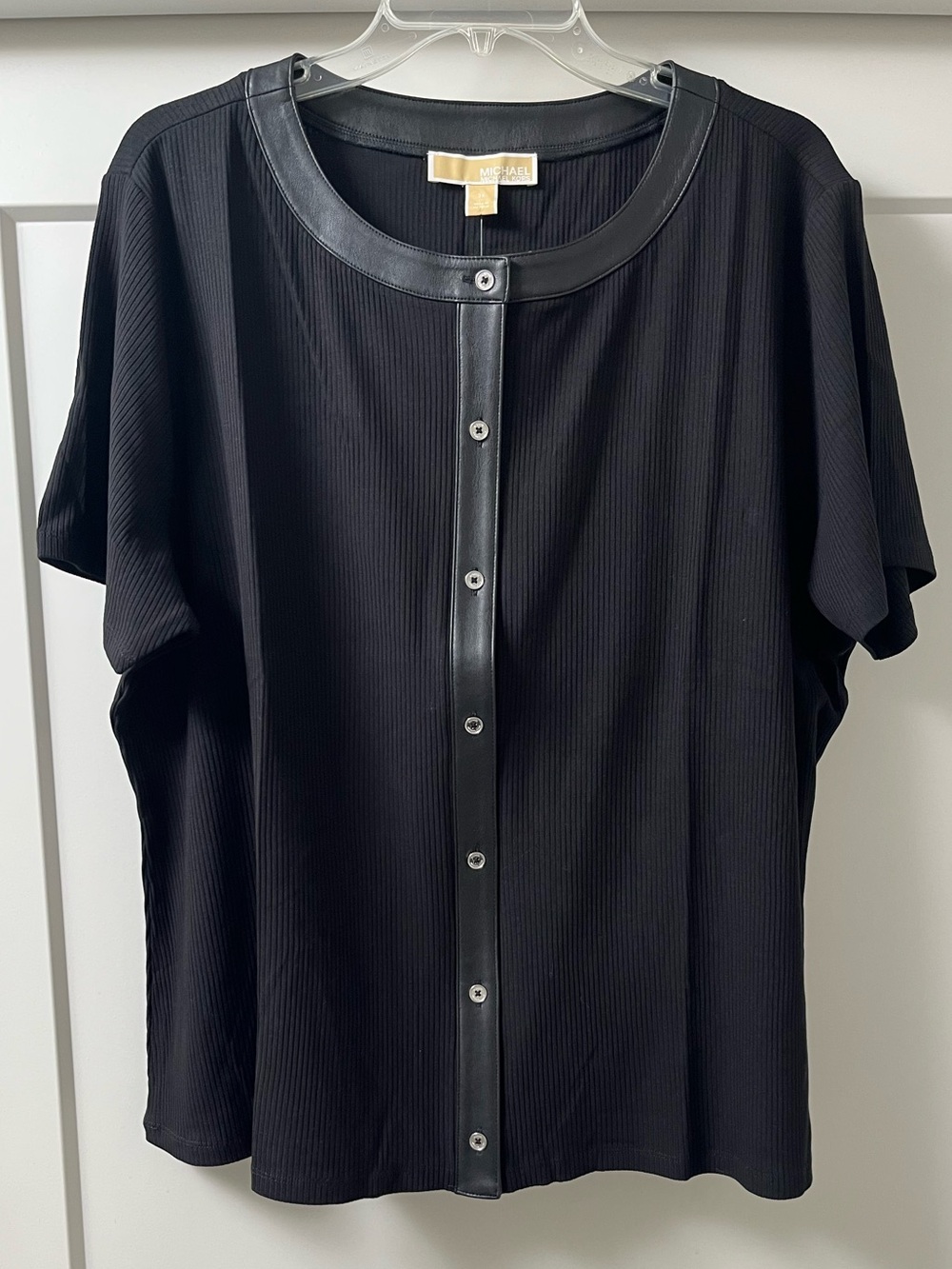 Michael Kors Black Top with Faux Leather Trim-NWT-size 3X